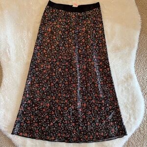 Pink VS Collab Knit Riot Floral Print Satin Skirt
